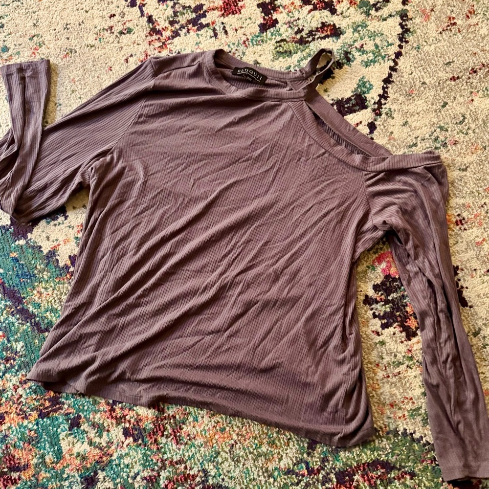 Eloquii Grey Asymmetrical Blouse